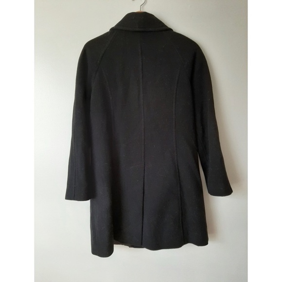 London Fog Black Wool Mid Length 4 Hook Coat - Picture 2 of 2